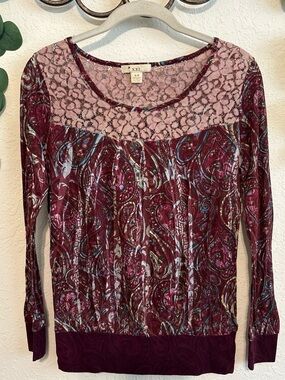 Y2K Forever 21 Boho Red Lace Paisley Top✨